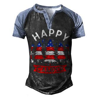 Happy Camper Us Flag Patriotic 4Th Of July Camping Hiking Men's Henley Shirt Raglan Sleeve 3D Print T-shirt - Thegiftio UK