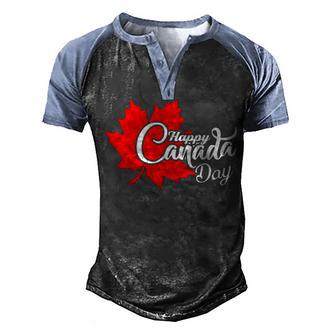 Happy Canada Day Funny Maple Leaf Canadian Flag V2 Men's Henley Shirt Raglan Sleeve 3D Print T-shirt - Thegiftio UK