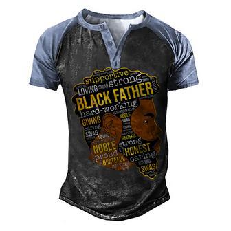 Happy Father’S Day Black Father King Afro African Man Men's Henley Shirt Raglan Sleeve 3D Print T-shirt - Thegiftio UK
