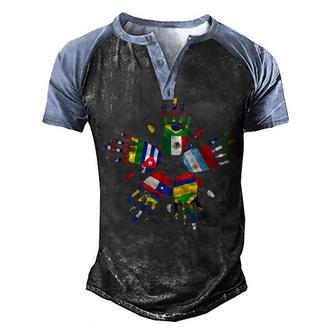 Happy Hispanic Heritage Month Latino All Countries Flags Men's Henley Shirt Raglan Sleeve 3D Print T-shirt - Thegiftio UK