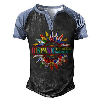 Happy Hispanic Heritage Month Latino Countries Flags V2 Men's Henley Shirt Raglan Sleeve 3D Print T-shirt - Thegiftio UK