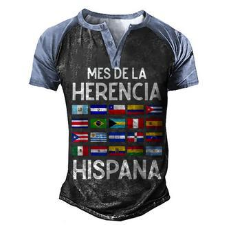 Happy National Hispanic Heritage Month All Countries Flags Men's Henley Shirt Raglan Sleeve 3D Print T-shirt - Thegiftio UK