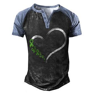 Heart Mental Health Awareness Green Ribbon Support Men's Henley Shirt Raglan Sleeve 3D Print T-shirt - Thegiftio UK