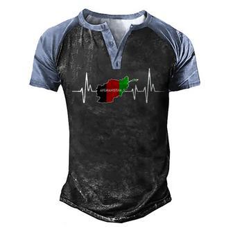 Heartbeat Design Afghan Flag Afghanistan Men's Henley Shirt Raglan Sleeve 3D Print T-shirt - Thegiftio UK