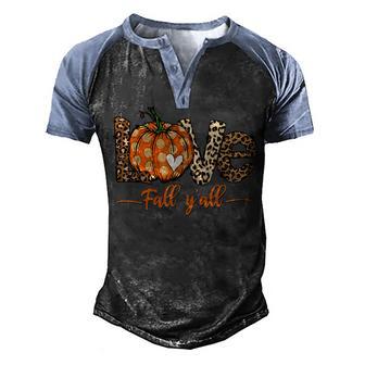 Hello Fall Pumpkin Love Fall Yall Leopard Peace Love Fall Men's Henley Shirt Raglan Sleeve 3D Print T-shirt - Thegiftio UK