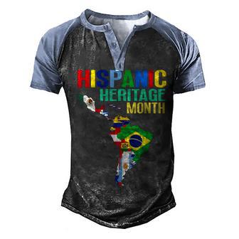 Hispanic Heritage Month Latin Countries Map Flags Men's Henley Shirt Raglan Sleeve 3D Print T-shirt - Thegiftio UK