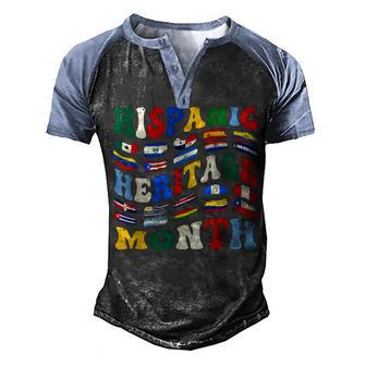 Hispanic Heritage Month Latino Countries Flag Groovy Men's Henley Shirt Raglan Sleeve 3D Print T-shirt - Thegiftio UK