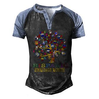 Hispanic Heritage Month Tree Roots Latino Countries Flags Men's Henley Shirt Raglan Sleeve 3D Print T-shirt - Thegiftio UK