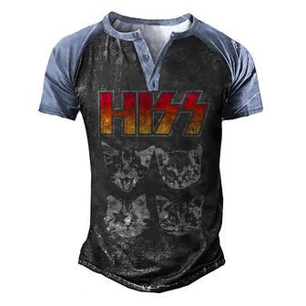 Hiss Cat Funny Cats Kittens Rock Music Cat Lover Hiss Men's Henley Shirt Raglan Sleeve 3D Print T-shirt - Thegiftio UK