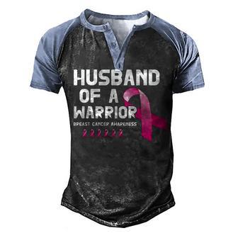 Husband Of A Warrior Pink Ribbon Breast Cancer Cute Men's Henley Shirt Raglan Sleeve 3D Print T-shirt - Thegiftio UK
