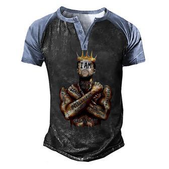 I Am Black Man King Powerful Dad Afro Melanin Black History Men's Henley Shirt Raglan Sleeve 3D Print T-shirt - Thegiftio UK