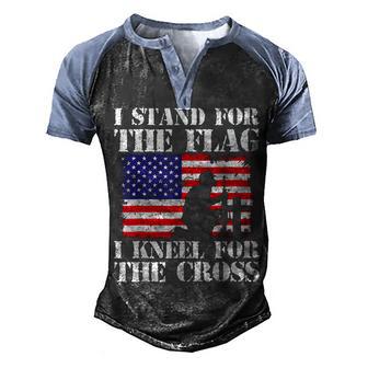 I Stand For The Flag I Kneel For The Cross 4Th Of July Gifts Men's Henley Shirt Raglan Sleeve 3D Print T-shirt - Thegiftio UK