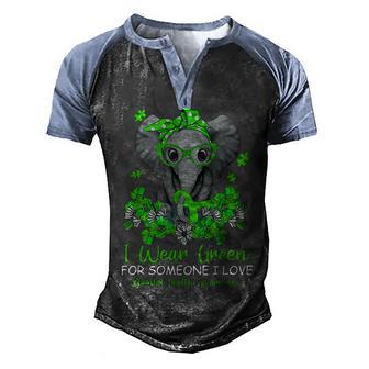 I Wear Green For Mental Health Awareness Spread Elephant Men's Henley Shirt Raglan Sleeve 3D Print T-shirt - Thegiftio UK