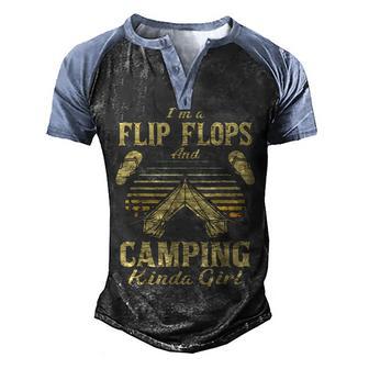 Im A Flip Flops And Camping Girl Camping Themed Men's Henley Shirt Raglan Sleeve 3D Print T-shirt - Thegiftio UK