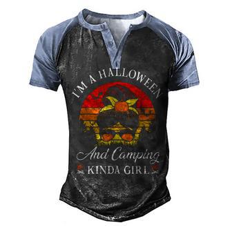 Im A Halloween And Camping Kinda Girl Queen Funny Men's Henley Shirt Raglan Sleeve 3D Print T-shirt - Thegiftio UK