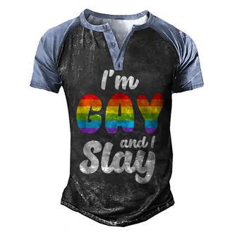 Im Gay And I Slay Lgbtq Funny Gay Lesbian Pride Men Men's Henley Shirt Raglan Sleeve 3D Print T-shirt - Thegiftio UK
