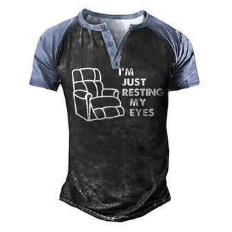 Im Just Resting My Eyes Funny Vintage Dad Grandpa Gifts Men's Henley Shirt Raglan Sleeve 3D Print T-shirt - Thegiftio UK