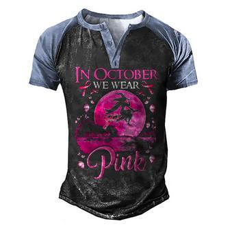 In October We Wear Pink Moon Guitar Witch Men's Henley Shirt Raglan Sleeve 3D Print T-shirt - Thegiftio UK
