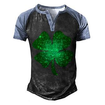 Irish Lucky Shamrock Green Four Leaf Clover St Patricks Day Men's Henley Shirt Raglan Sleeve 3D Print T-shirt - Thegiftio UK