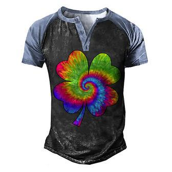 Irish Shamrock Tie Dye Happy St Patricks Day Go Lucky Gift Men's Henley Shirt Raglan Sleeve 3D Print T-shirt - Thegiftio UK