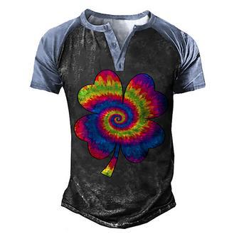 Irish Shamrock Tie Dye Happy St Patricks Day Go Lucky Gift Men's Henley Shirt Raglan Sleeve 3D Print T-shirt - Thegiftio UK