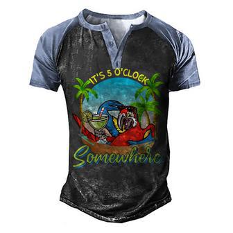 It Is 5 Oclock Somewhere Drinking Parrot Men's Henley Shirt Raglan Sleeve 3D Print T-shirt - Thegiftio UK