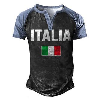 Italy Italian Flag Italia Souvenir Men's Henley Shirt Raglan Sleeve 3D Print T-shirt - Thegiftio UK