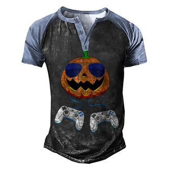Jack O Lantern Video Games Men Boys Funny Halloween Gamer Men's Henley Shirt Raglan Sleeve 3D Print T-shirt - Thegiftio UK