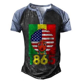 Junenth Afro American Flag 1865 Black Independence Woman Men's Henley Shirt Raglan Sleeve 3D Print T-shirt - Thegiftio UK