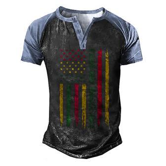 Junenth American Flag Free-Ish Since 1865 Black Pride Men's Henley Shirt Raglan Sleeve 3D Print T-shirt - Thegiftio UK