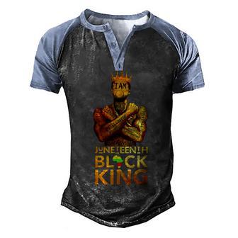 Junenth Black King Melanin Dad Fathers Day Black Afro Men's Henley Shirt Raglan Sleeve 3D Print T-shirt - Thegiftio UK