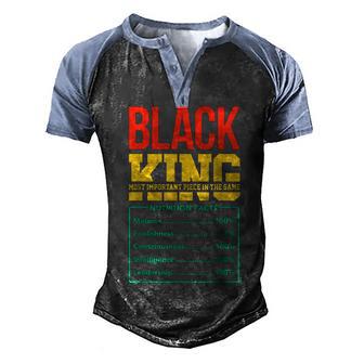 Junenth King Black Dad Fathers Day Nutrition Facts Father Men's Henley Shirt Raglan Sleeve 3D Print T-shirt - Thegiftio UK
