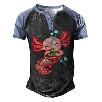 Kawaii Axolotl Ramen N Girls Kids Japanese Anime Lover Men's Henley Shirt Raglan Sleeve 3D Print T-shirt - Thegiftio UK