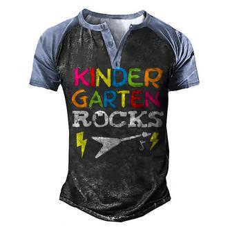 Kindergarten Rocks Preschooler Back To School Chalkboard Men's Henley Shirt Raglan Sleeve 3D Print T-shirt - Thegiftio UK