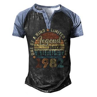 Legend Since August 1982 40Th Bday Gift 40 Years Old Men Him Men's Henley Shirt Raglan Sleeve 3D Print T-shirt - Thegiftio UK