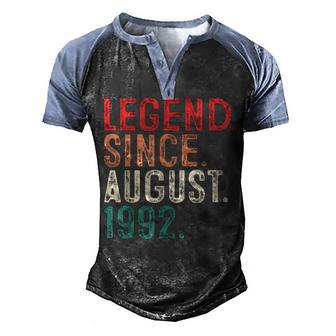 Legend Since August 1992 30Th Bday Gift 30 Years Old Men Men's Henley Shirt Raglan Sleeve 3D Print T-shirt - Thegiftio UK