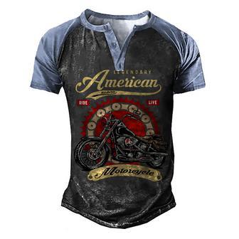 Legendary American Riders Motorcycle Biker Men Gifts Men's Henley Shirt Raglan Sleeve 3D Print T-shirt - Thegiftio UK