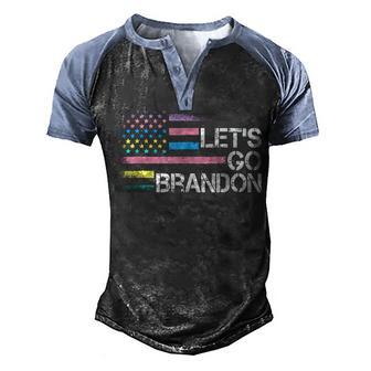 Lets Go Brandon Easter Day Egg American Us Flag Vintage Men's Henley Shirt Raglan Sleeve 3D Print T-shirt - Thegiftio UK