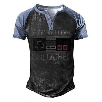 Leveling Up To Husband 2022 Leveled Up Bachelor Party Men's Henley Shirt Raglan Sleeve 3D Print T-shirt - Thegiftio UK