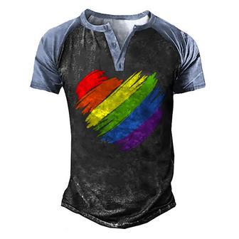 Lgbt Gay Pride Flag Gay Pride 2022Heart Lgbt Men's Henley Shirt Raglan Sleeve 3D Print T-shirt - Thegiftio UK