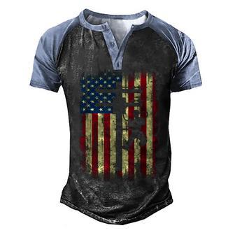 Lineman American Flag Usa Patriotic Lineman Gift Lineman Men's Henley Shirt Raglan Sleeve 3D Print T-shirt - Thegiftio UK