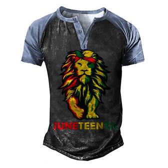 Lion Junenth Cool Black History African American Flag Men's Henley Shirt Raglan Sleeve 3D Print T-shirt - Thegiftio UK