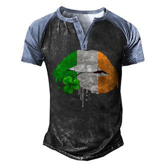 Lips Sexy Green Irish Leopard Flag Shamrock St Patricks Day Men's Henley Shirt Raglan Sleeve 3D Print T-shirt - Thegiftio UK