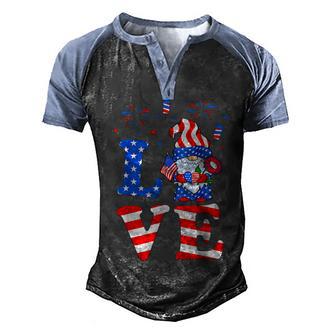 Love Gnome Usa Flag 4Th Of July Men's Henley Shirt Raglan Sleeve 3D Print T-shirt - Thegiftio UK