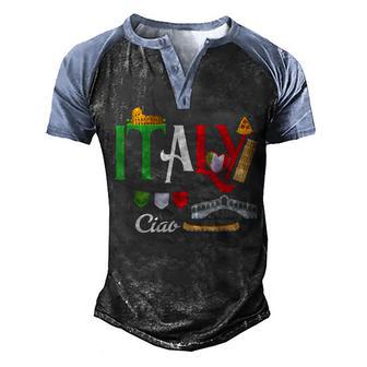 Love Italy & Everything Italian Culture Souvenir Italia Flag Men's Henley Shirt Raglan Sleeve 3D Print T-shirt - Thegiftio UK