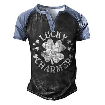 Lucky Charmer Funny St Patricks Day Irish Shamrock Men's Henley Shirt Raglan Sleeve 3D Print T-shirt - Thegiftio UK