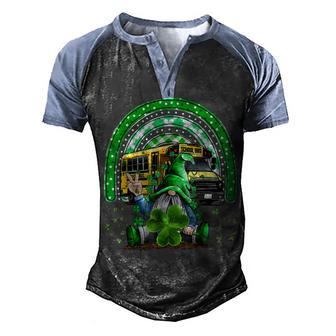 Lucky Shamrock The Bus Driver Gnome Funny St Patricks Day Men's Henley Shirt Raglan Sleeve 3D Print T-shirt - Thegiftio UK