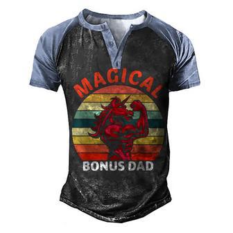 Magical Bonus Dad Proud Stepfather Strong Unicorn Step Dad Men's Henley Shirt Raglan Sleeve 3D Print T-shirt - Thegiftio UK