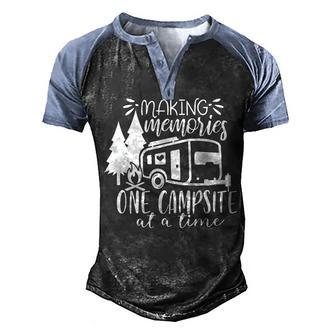 Making Memories One Campsite At A Time Camping Family Trip Men's Henley Shirt Raglan Sleeve 3D Print T-shirt - Thegiftio UK