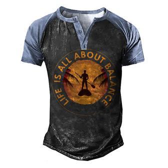 Men Paddleboarder On Sup Paddle Board For Standup Paddling Men's Henley Shirt Raglan Sleeve 3D Print T-shirt - Thegiftio UK
